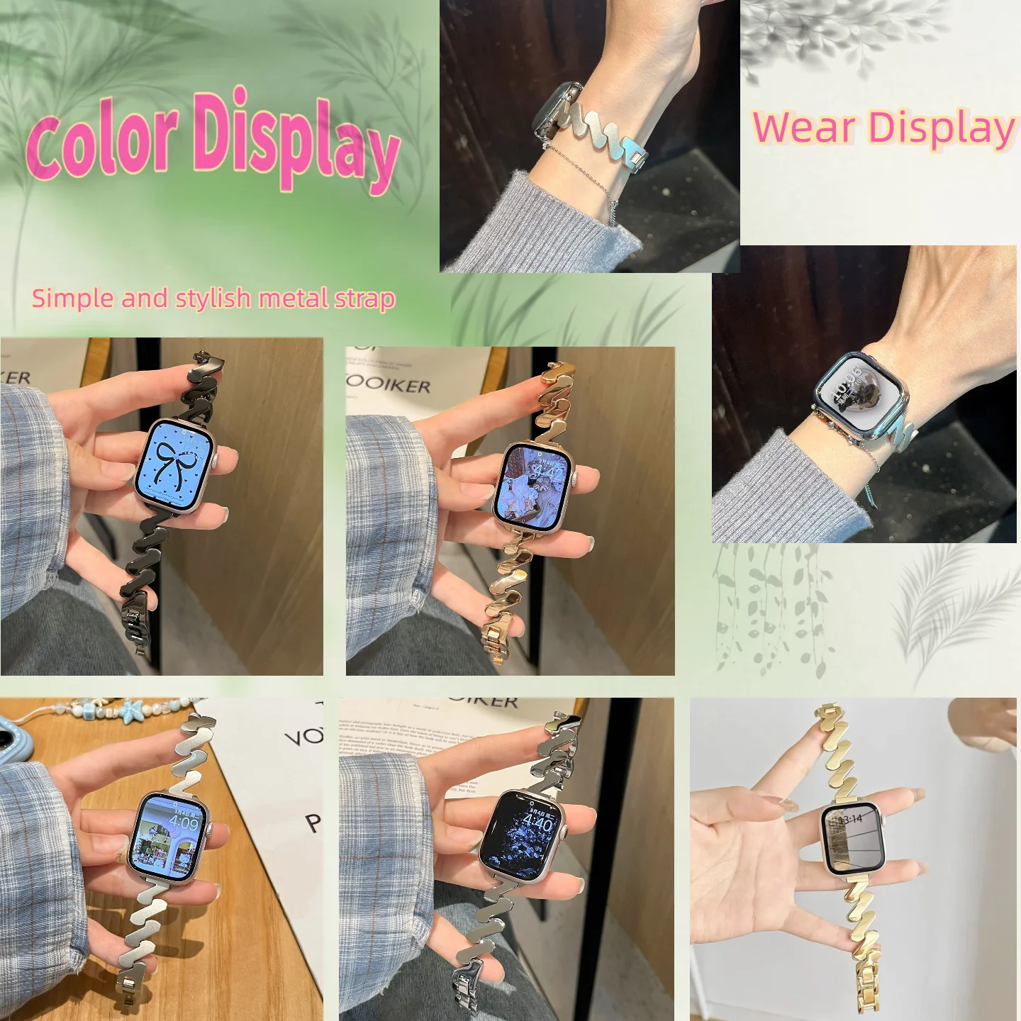 

Metal strap for Apple watch Band S10 42mm 46mm SE series Z-shaped wavy for iwatch s10 9 8 Luxury Metal Wave Strap accessories