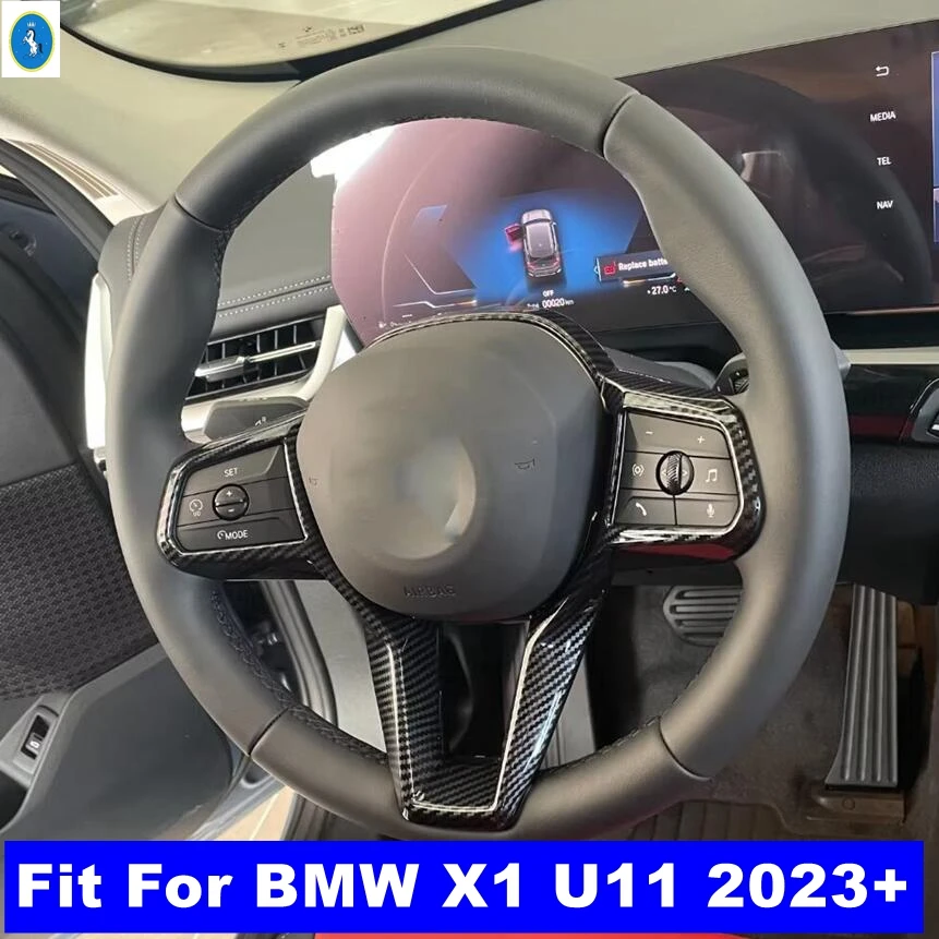 

Carbon Fiber Car Steering Wheel Button Frame Decoration Cover Trim For BMW X1 U11 2023 2024 ABS Accessories Interior Refit Kit