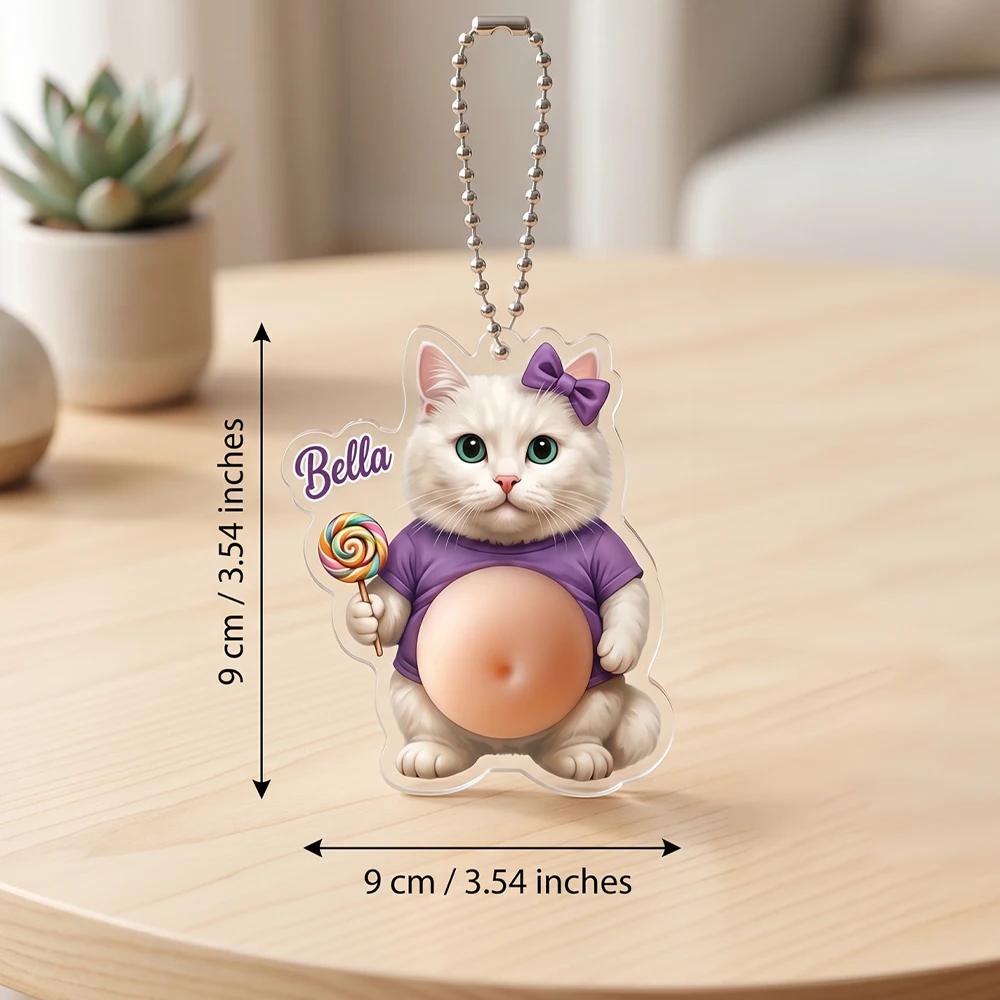 Customized,Squishy Belly Keychain,Acrylic,Personalized Photo & Name,Funny Cute Ornament,Stress Relief Fidget,Gift for Birthday