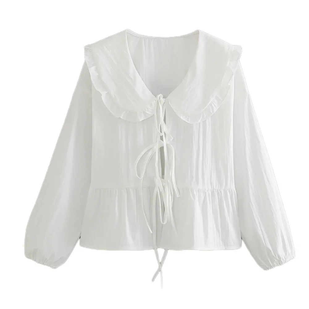 Lange Mouw Vrouwen \ \ 'S Tops Lange Mouw Blouses Niet Stretch Reguliere Shirts Effen Overhemd Effen Kleur Lente Stijlvol