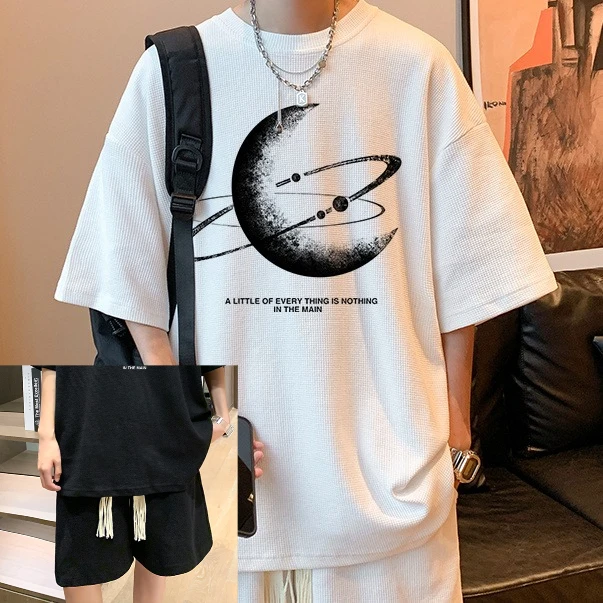 

Summer Short-sleeved Shorts Set Men's Sports Casual Fashion Two-piece Set, Loose Five-point Pants