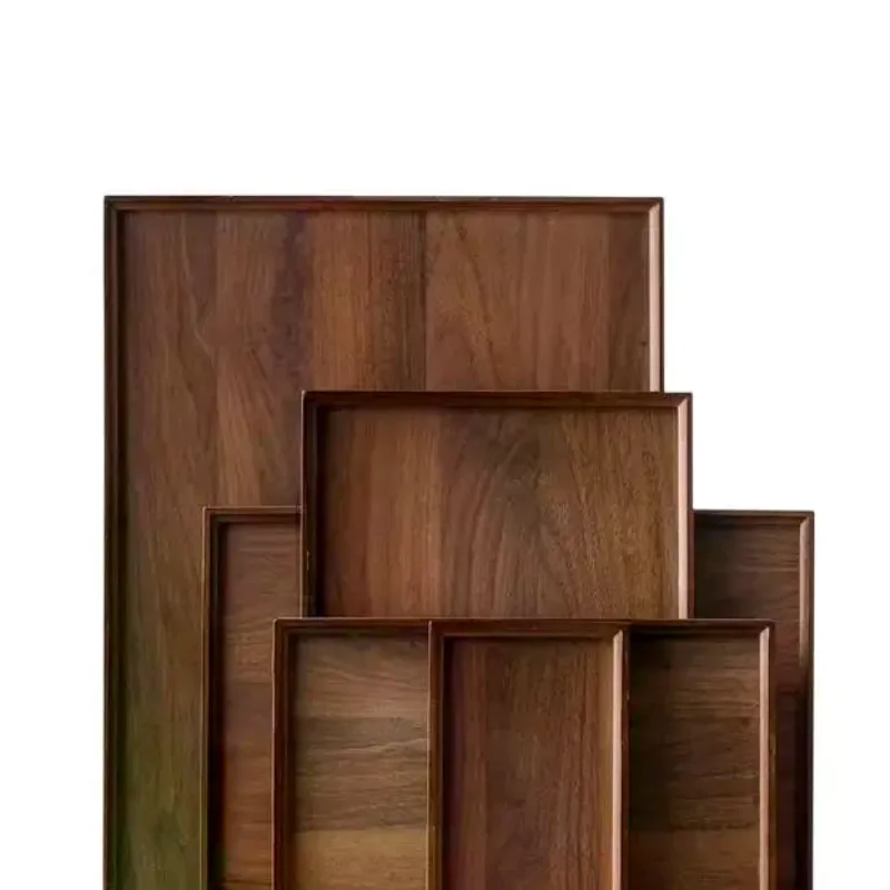 Rectangular Bamboo Wood Serving Tray Walnut Color Food Safe Decorative Tray for Breakfast in Bed Home Office Use