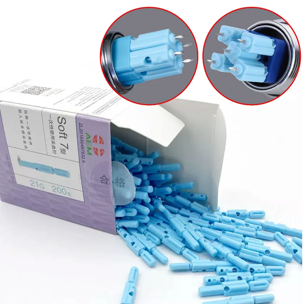 

200Pcs Sterile 21G Blood Collection Bloodletting Pen Lancet Pen Metal 4,5 Head Pen Multi-four Head Bloodletting Needles