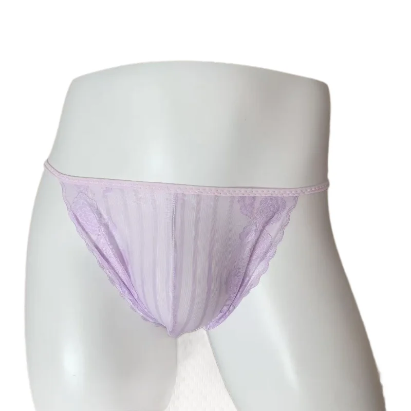 Men Sexy Briefs Ultra-Thin Lace Pouch Underwear See Through Lingerie Sissy Feminization Summer Low Rise Transparent Underpants