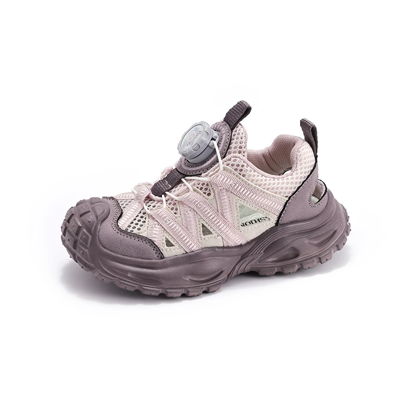 

Summer Children Sandals Hollow Breathable Rotating Buckle Boys Shoes 2026 New Soft Sole Closed Toe Fashion Beach Girls Sandals