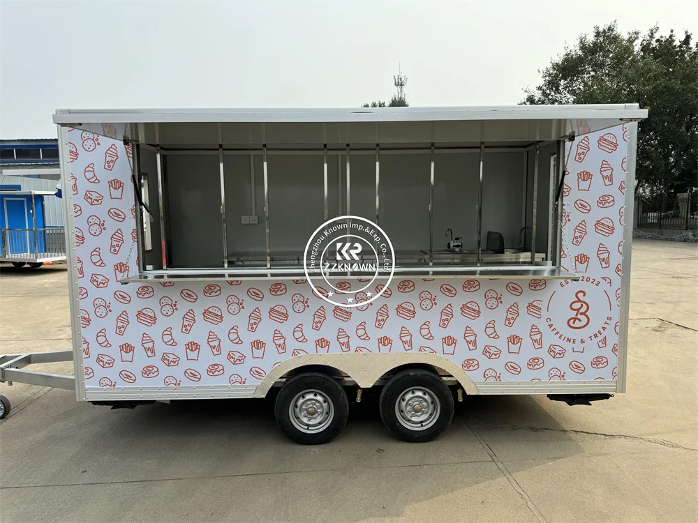 Mobile Restaurant Food Truck Mobile Kitchen Snack Coffee Kiosk Fully Equipped Food Trailer Ice Cream Cart