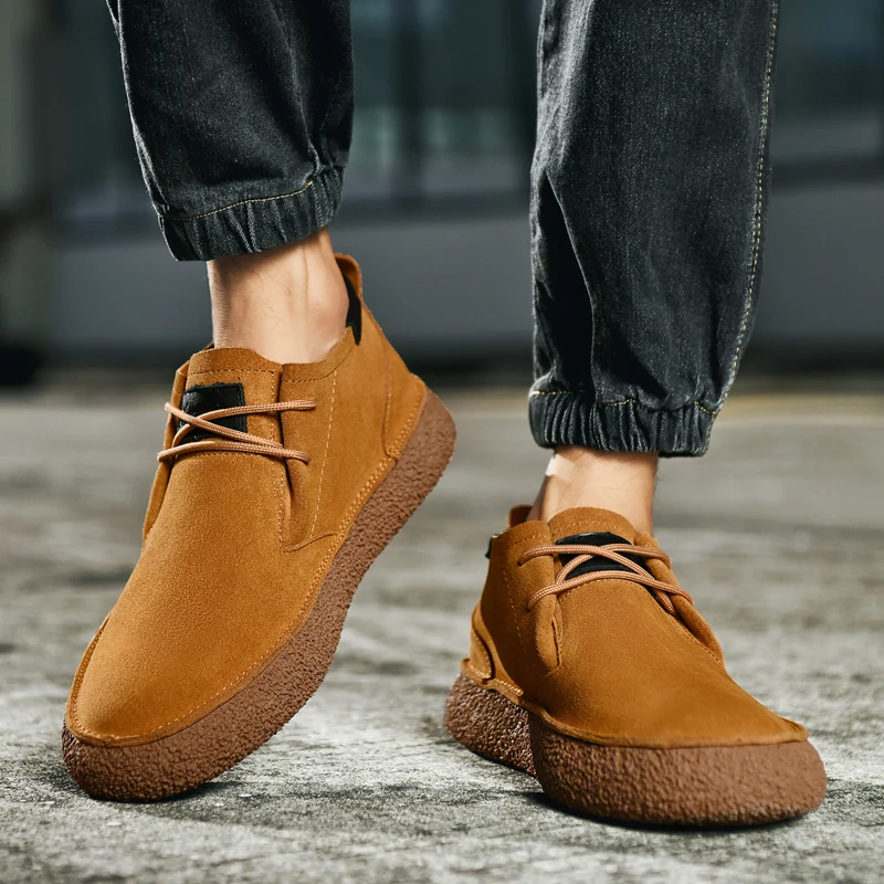 New Trendy All-match Men's Casual Shoes Suede Leather Male Sneakers Classic Simple Oxford Shoes Versatile Formal Dress Footwear