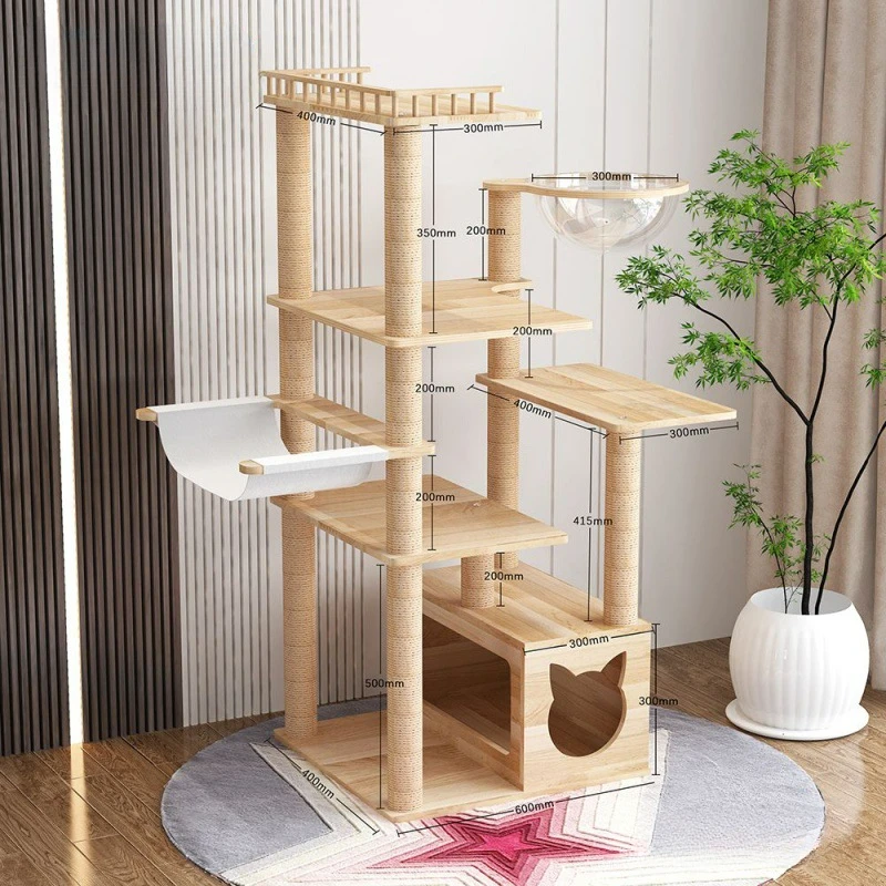 Imagem -04 - Grande Moldura de Borracha Gato Madeira Escalada Multifuncional Gato Arranhando Árvore Cat Scratcher Pet Scratch Toy Extra Grande