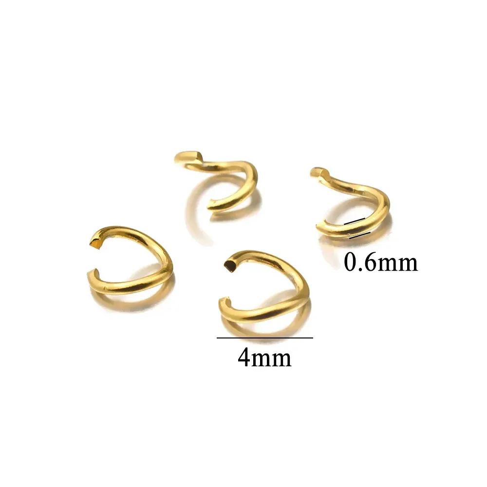 100 Stück Edelstahl-Spaltringe, Biegeringe, 18 Karat vergoldet, PVD-Halskette, Armband, Verbinder, Schmuckherstellung, Zubehör, Großhandel