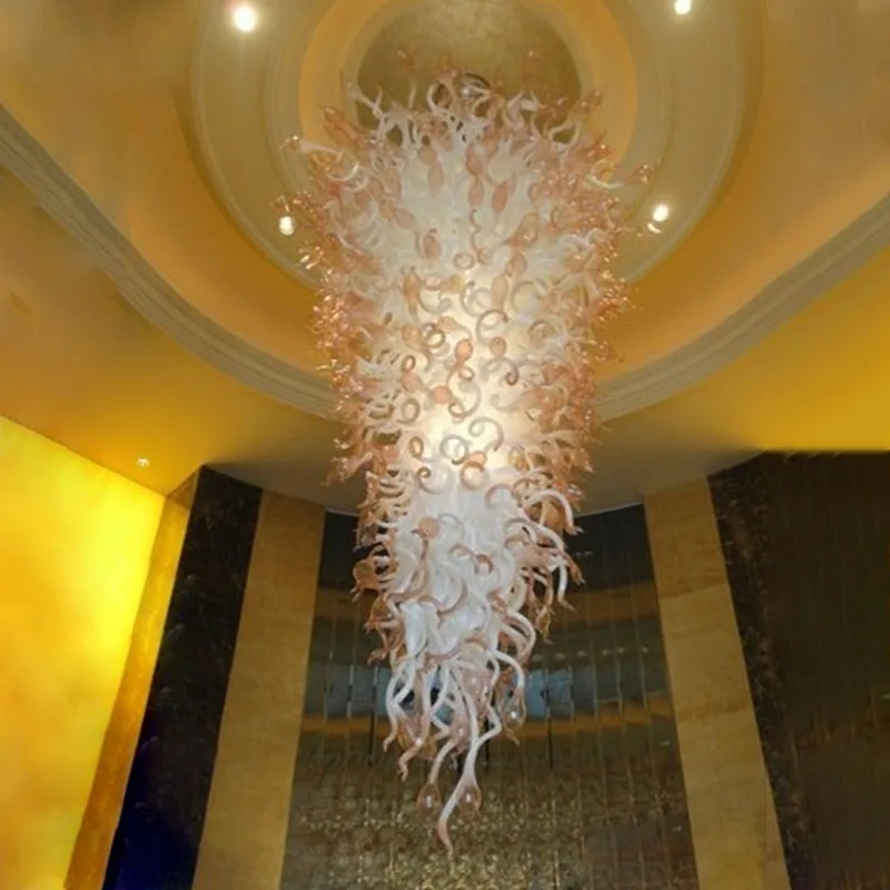Retro Chandelier Wedding Home Decoration Hand Blown Glass Long Led Pendant Lamp