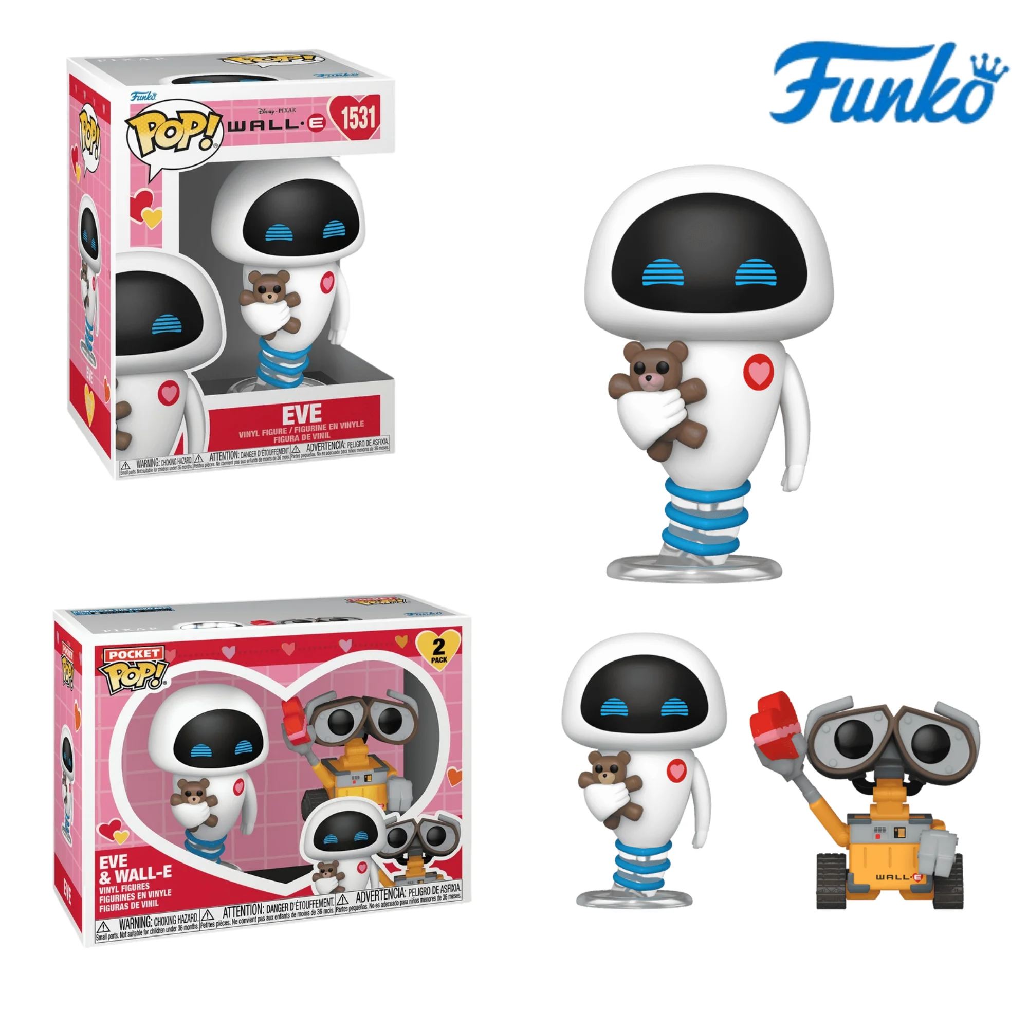 Funko Pop Figurine Disney Walle WALL.E lover EVE Action Figures VINYL Model Toy Doll Collect Desktop Decoration Toys Gift