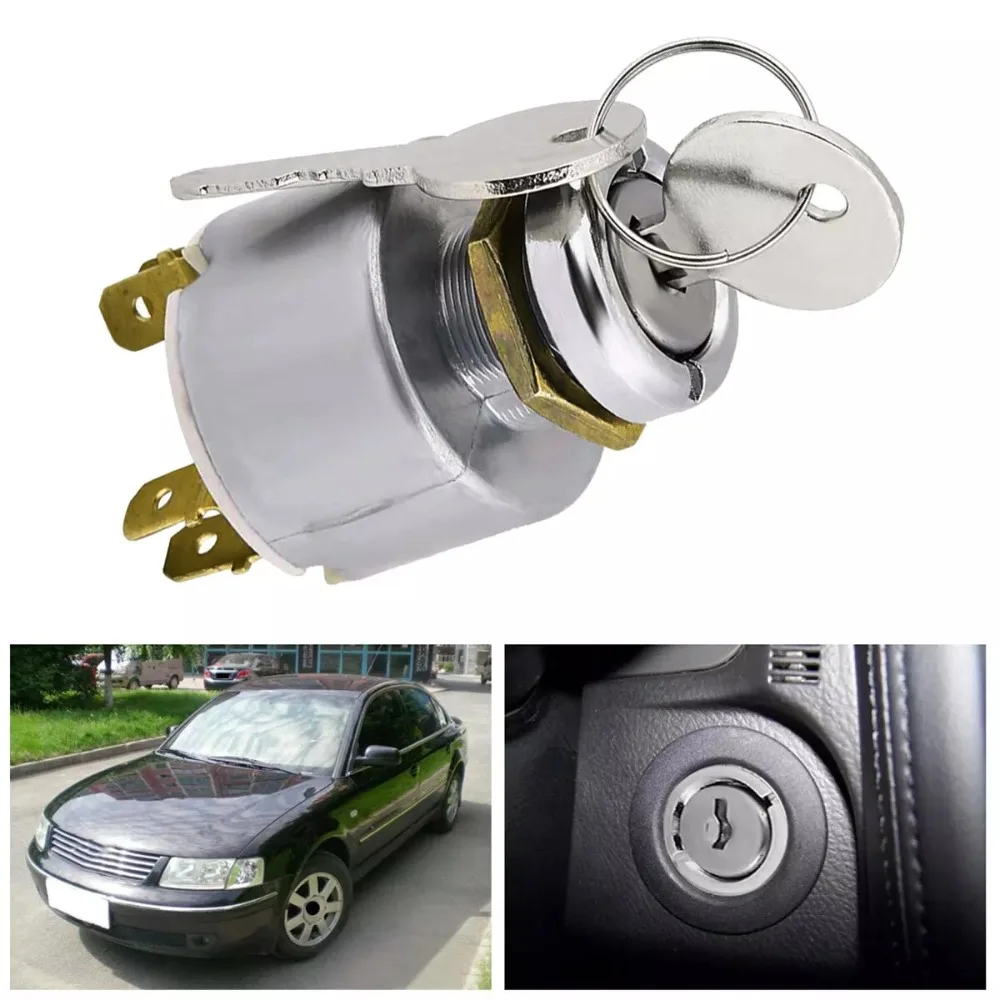 

New Universal 12V Ignition Switch W/2 Key Water Proof Ignition Starter Switch Car Silver Modified Ignition Switch Boat Tractor