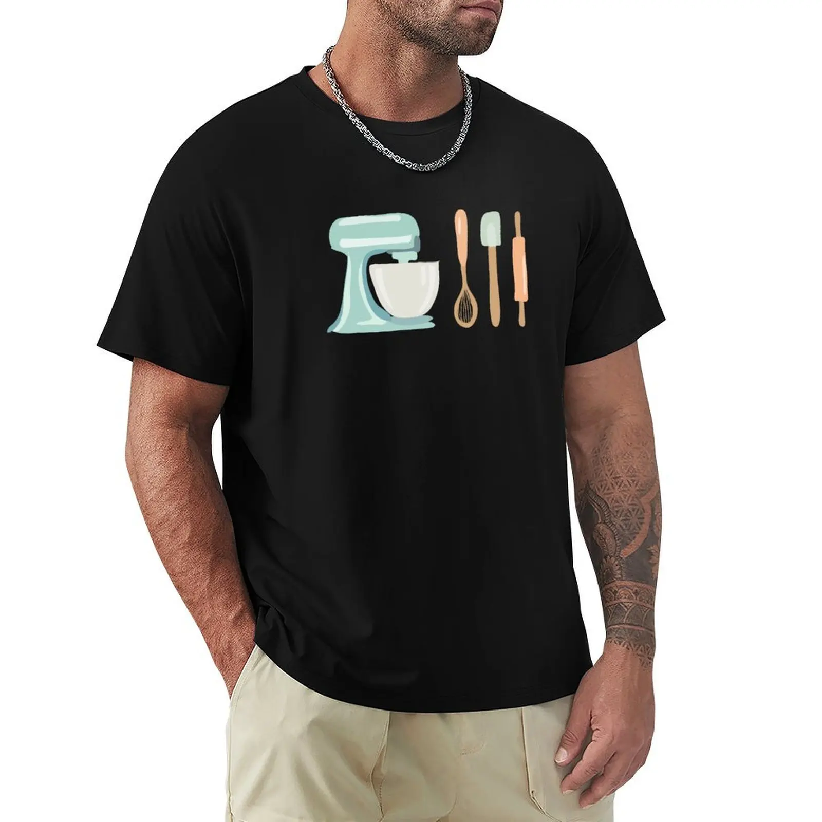 Hobby Illustrations: Pastel Baking Utensils T-Shirt Dry Fit Athletic Short Sleeve Shirt