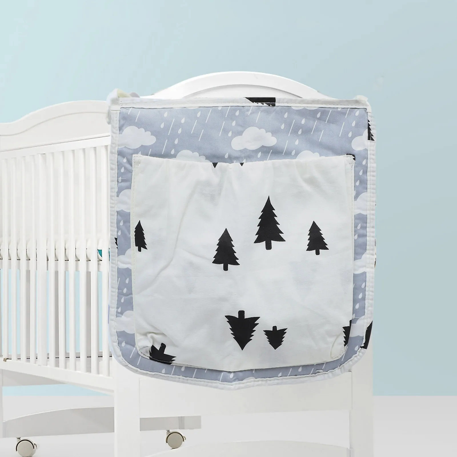 

Baby Crib Storage Bag White Bed ganizer Hanging Cradle Bag Newborn Pure Cotton Durable Multifunctional Stroller Travel Outdoor