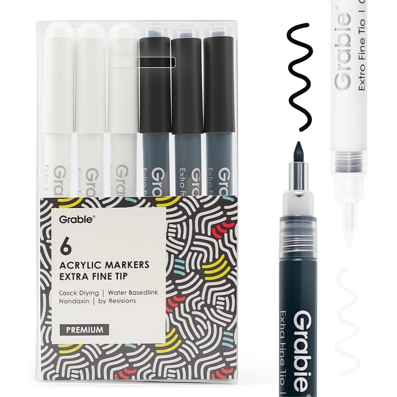 

Acrylic Paint Marker Set 6 Pack 0.7mm Fine Tip Pens for Drawing Rock Painting Glass Canvas Wood Highlight Details