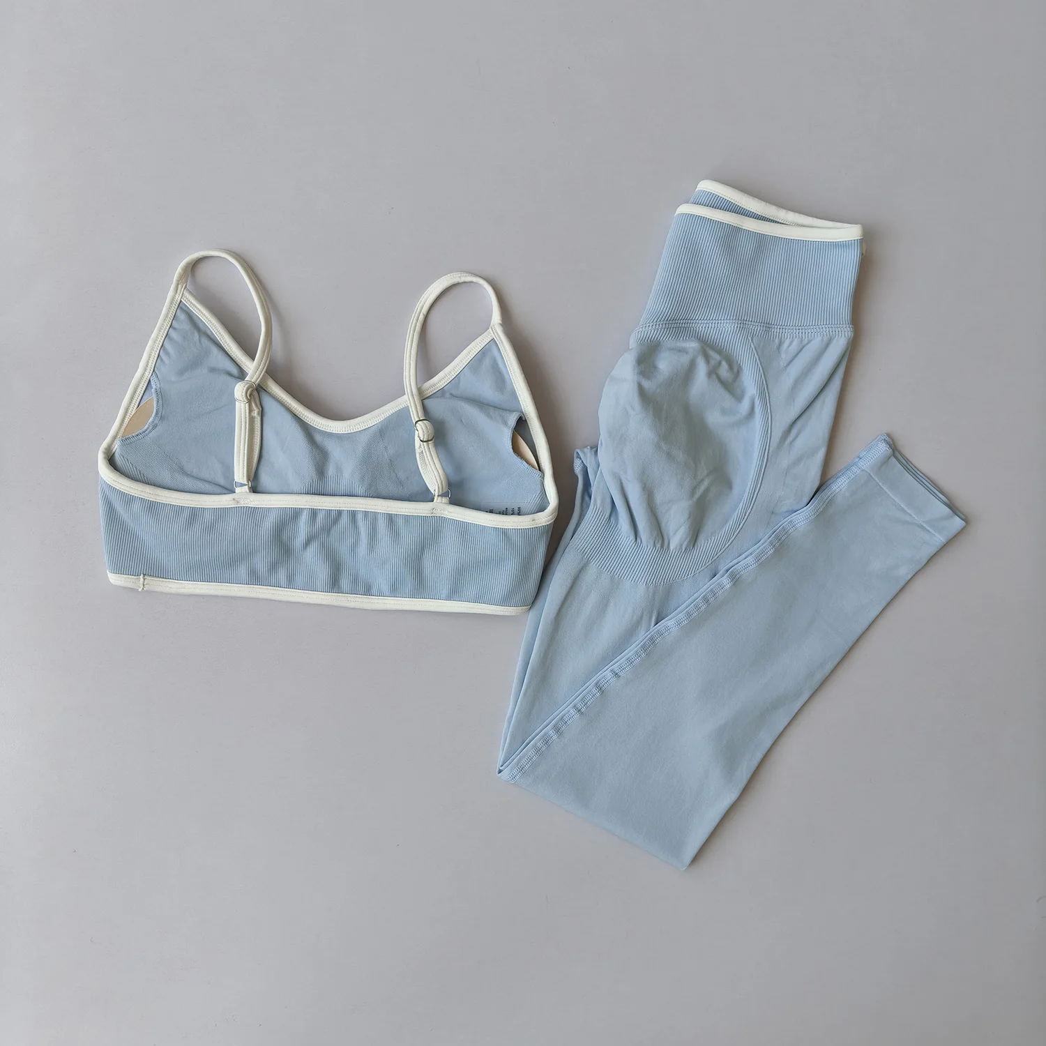 Nahtloses Fitness-Set für Damen, Trainingsanzug, Yoga-Sets, Sportbekleidung, Workout-Leggings mit mittlerer Taille, Sport-BH, Fitnesskleidung, Fitnessanzug – Detail 17