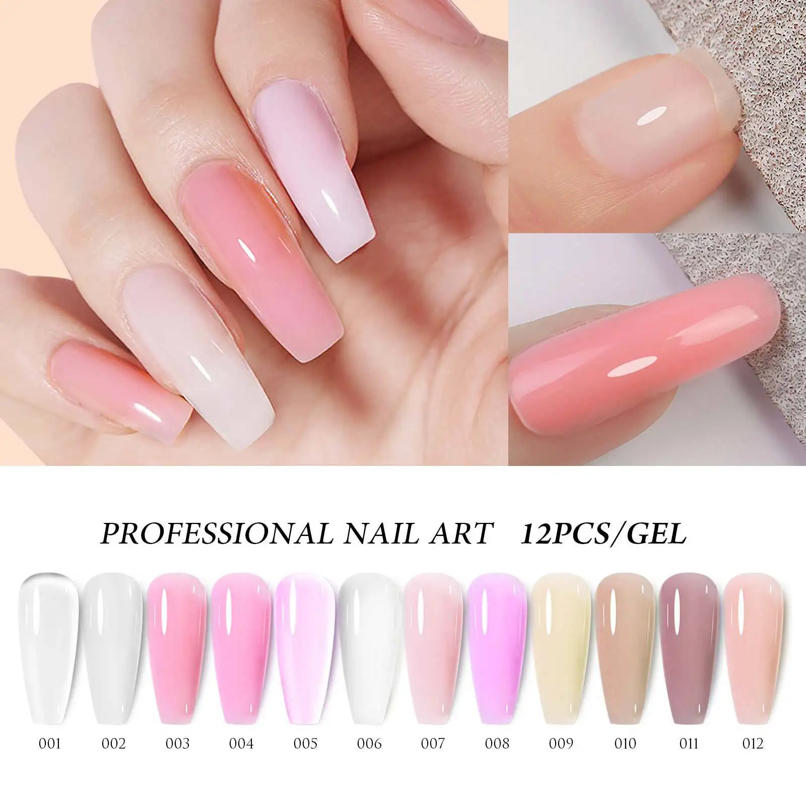 12pcs Colors Nail Fast-Dry Extension Glue Rhinestone False Nail Form Coffin Build Decor Gel Soak Off Nail Art 15ml Sequins Glue