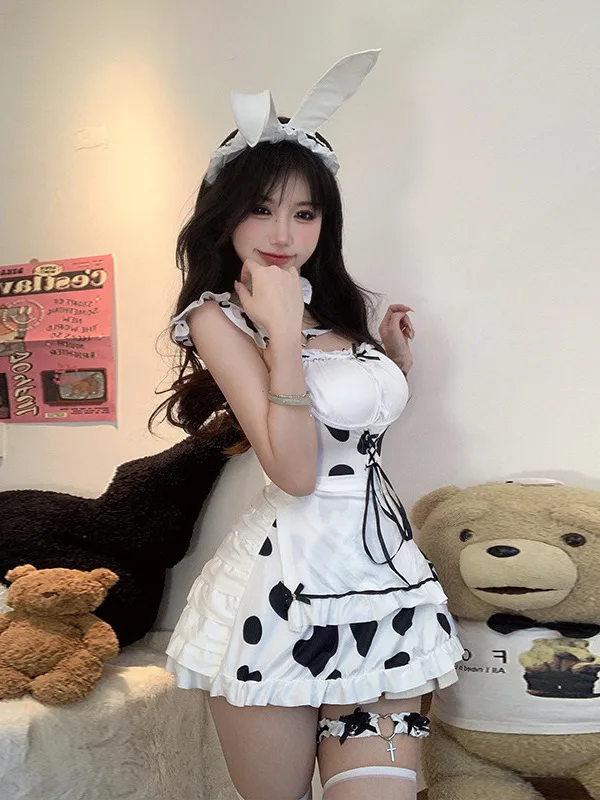 Rabbit Girl Nightclub Mature Charm Lovely Sexy And Cute Cow Maid Gentle Elegant Dress Skinny Clothing Underwear Girl Dress NMOS