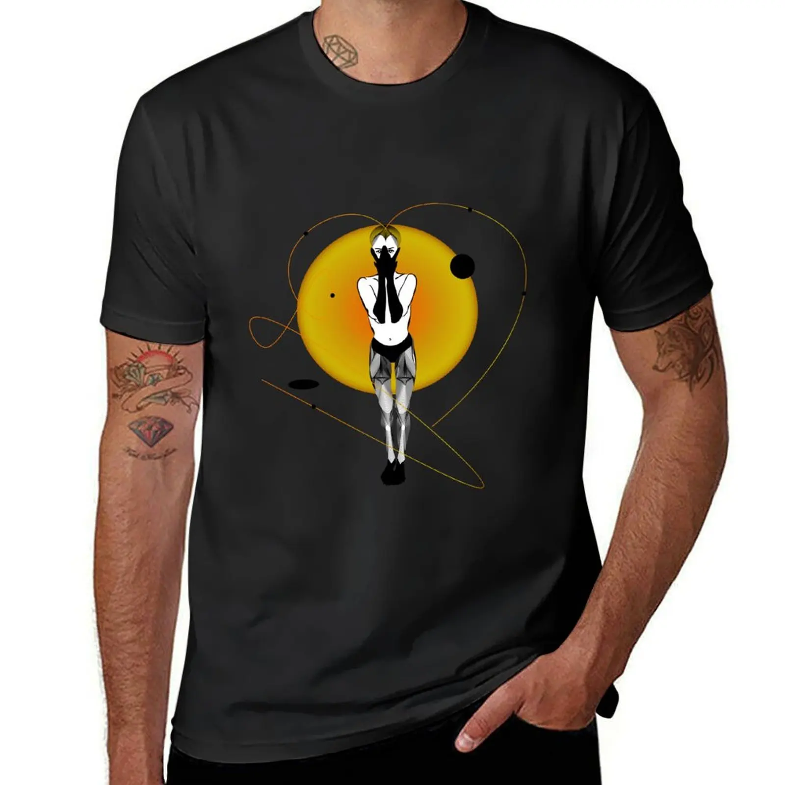 Space girl. Emotional and conceptual art. Cosmic. Sun. Moon T-Shirt plain oversizeds tshirts for men