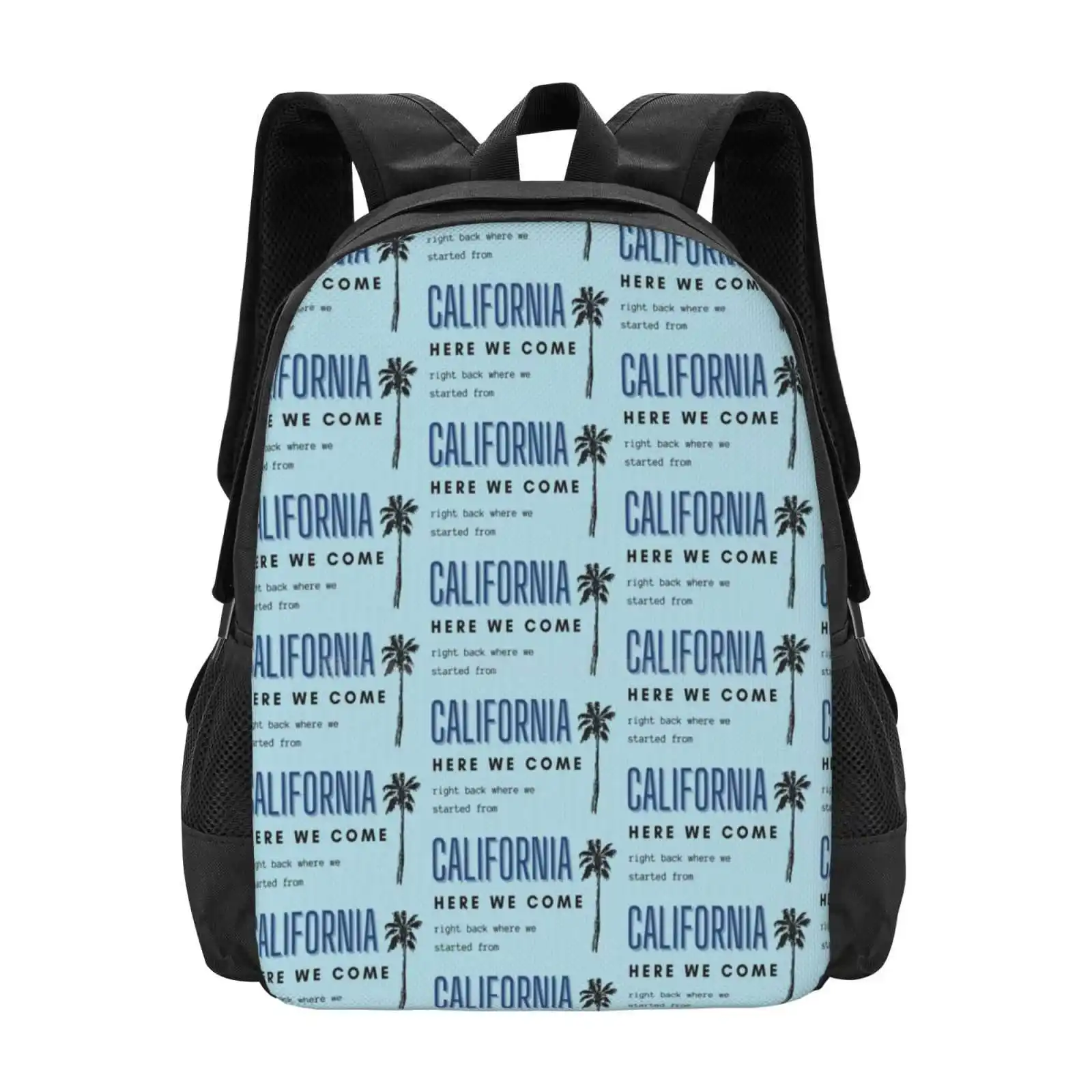 The O.C. Theme Song Design School Bag Big Capacity Backpack Laptop California Here We Come Right Back Where We Started From The