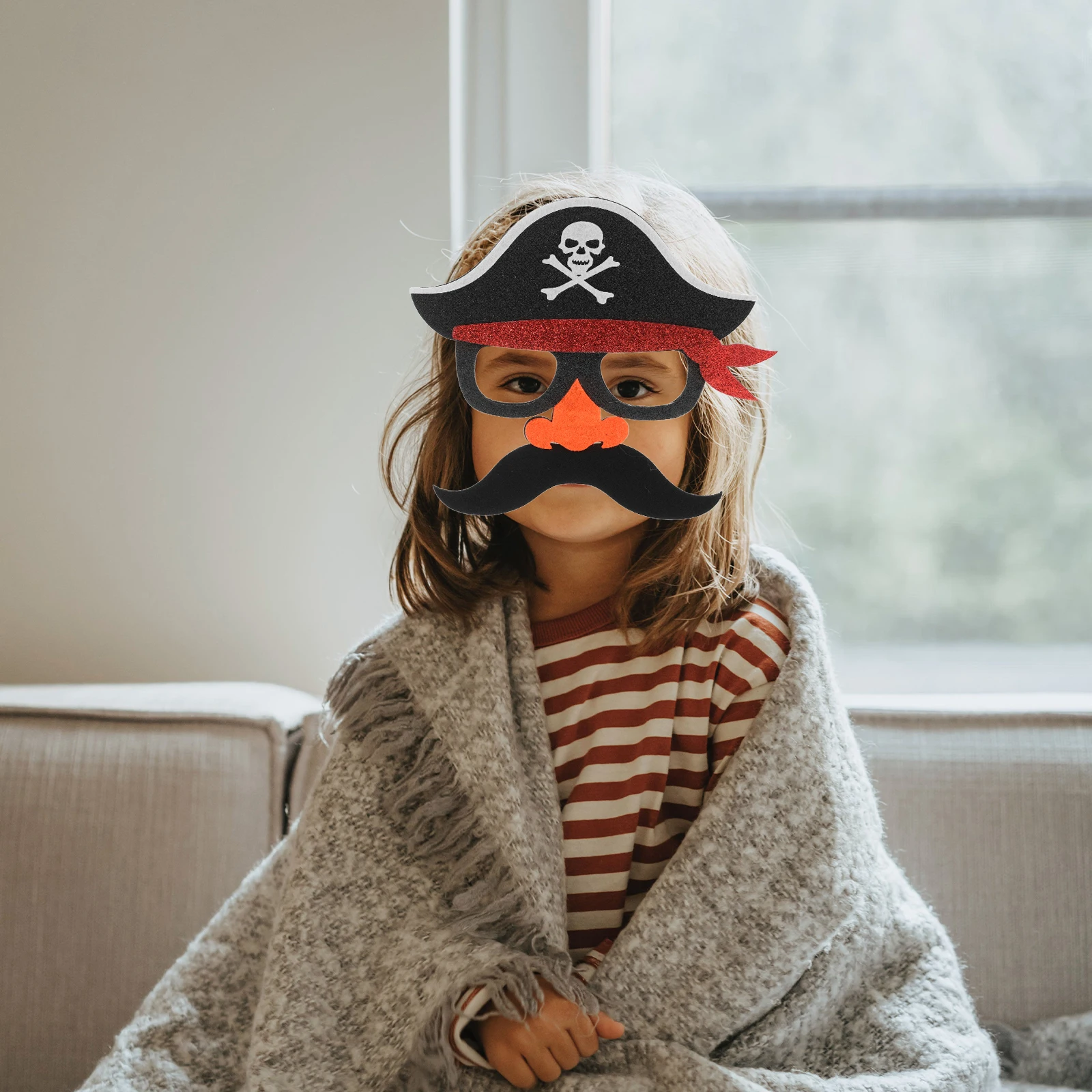

Pirate Eye Mask Eyeglass Mustache Masquerade Party Costume Prop Decorative Halloween Accessory Reusable
