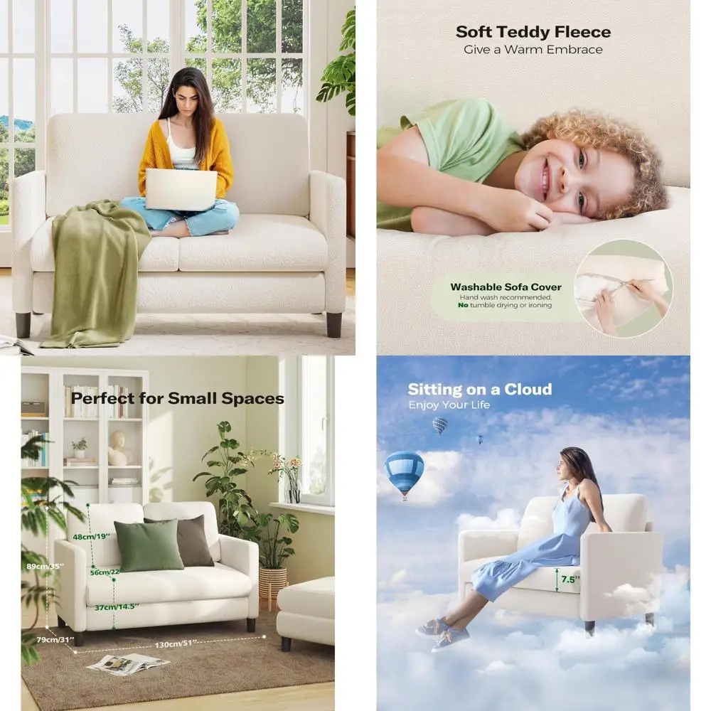 

Compact Loveseat Sofa for Small Spaces: Comfortable, Easy Assembly, All-Wood Design for Bedrooms