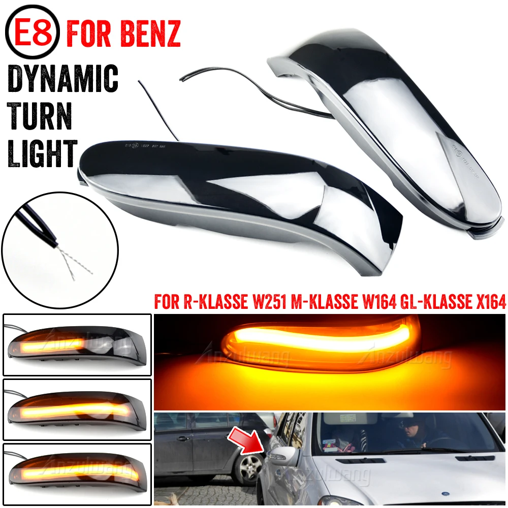 2X LED Dynamic Turn Signal Light Sequential Mirror Blinker Lamp For Mercedes-Benz M ML GL Class W164 X164 W251 ML350 ML300 R300 image 3