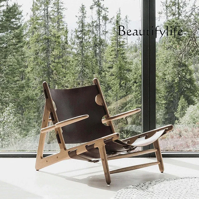 

Nordic Balcony Leisure Chair Designer Modern Minimalist Outdoor Creative Solid Wood Hunting Chair
