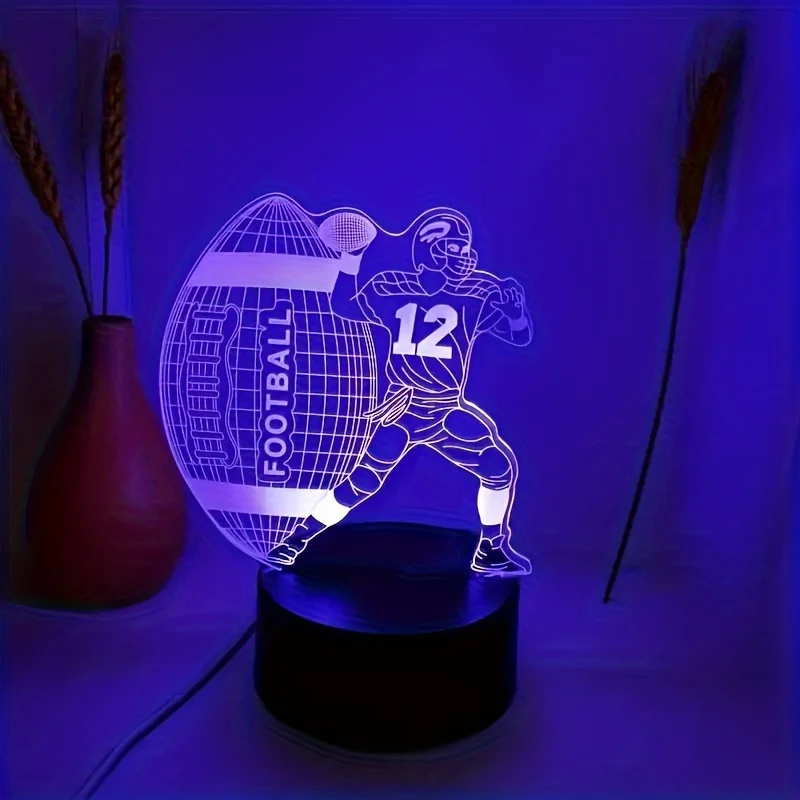 Futebol Night Light com controle remoto e cabo USB, 3D LED Slide, Luz Variável, Natal, Presente Fan Aniversário, 16 cores