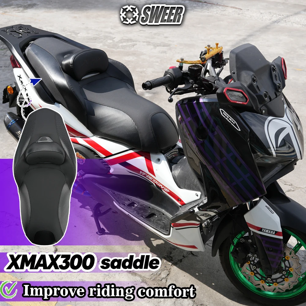 New Arrival Motorcycle Modified Comfort Seat Assembly With Lumbar Support Seat Height Riser Cushion Fit For Yamaha XMAX300 23‑26 - view 4