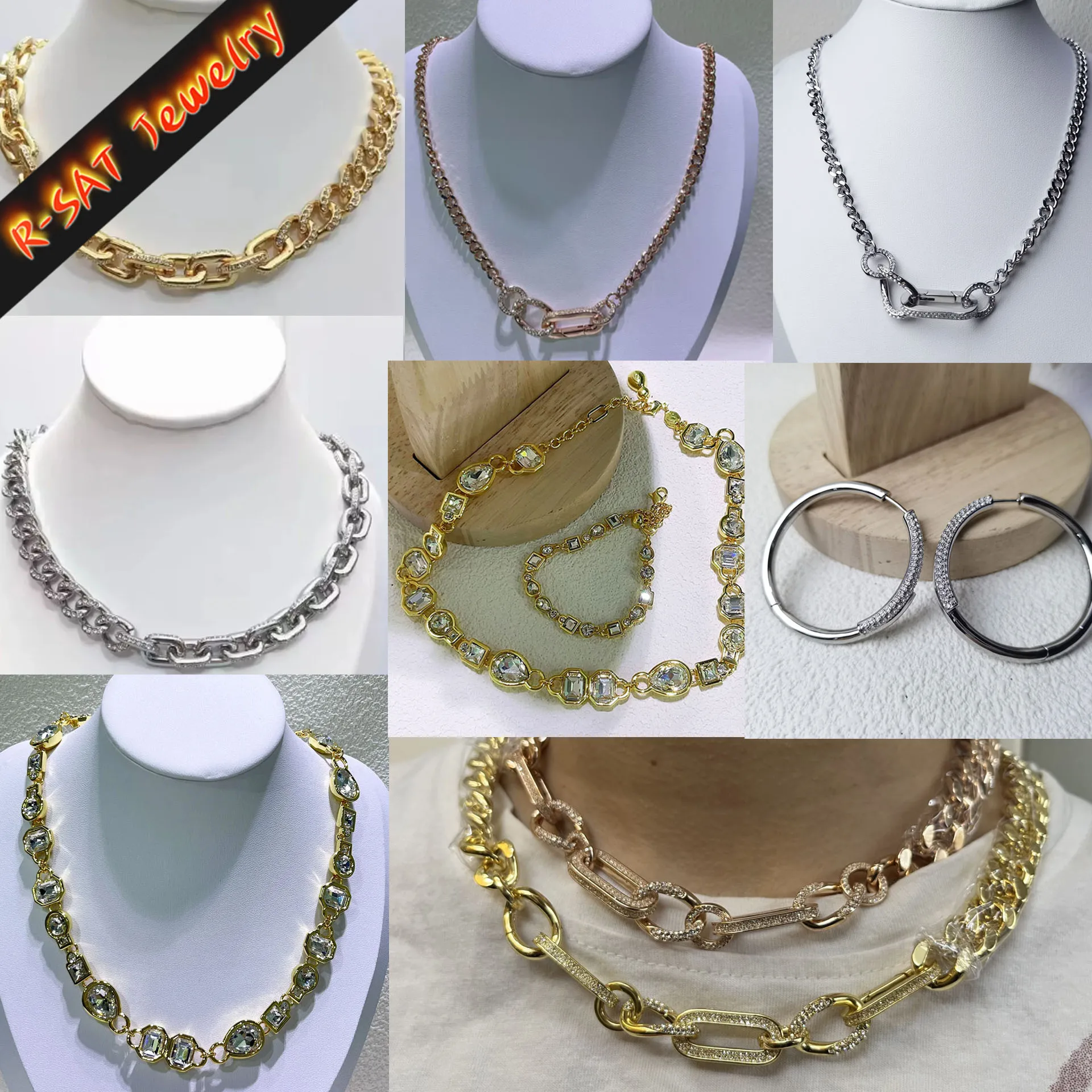 

Ювелирные изделия из нержавеющей стали, серьги квадратного размера, роскошные ювелирные изделия, австрийские кристаллы, нерегулярные цепочки, ожерелье, женские подарочные аксессуары