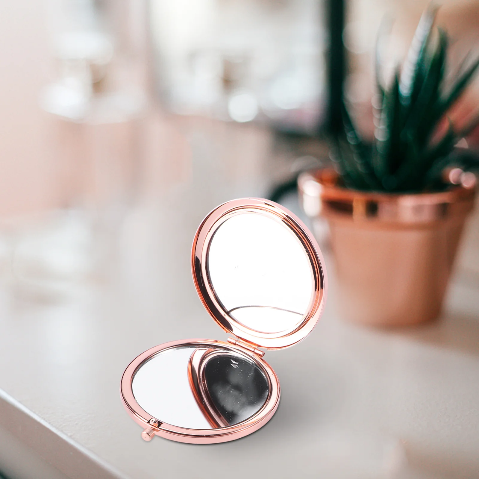 1Pcs Portable Round Folding Makeup Mirror Travel Metal Vanity Mirror Diamond Tool for Women Tool