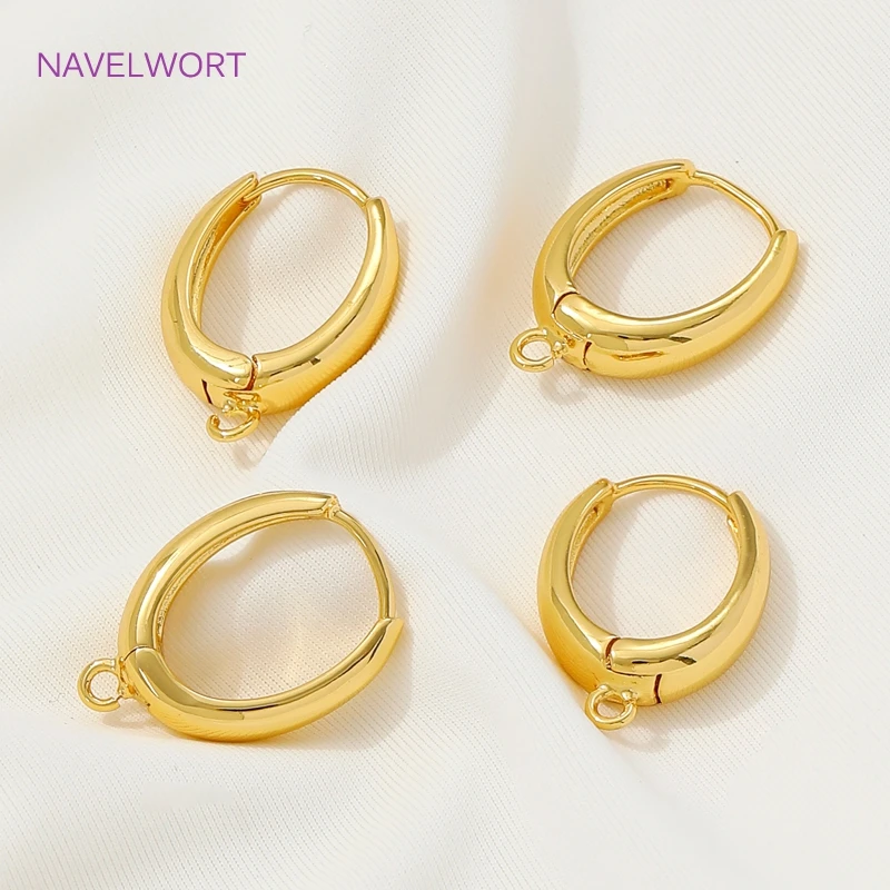 18K Gold Plated Brass Earwires Fasteners,Oval Earring Fixtures,Earring Hook,Accessories For Earrings,DIY Jewelry Making Findings view 3