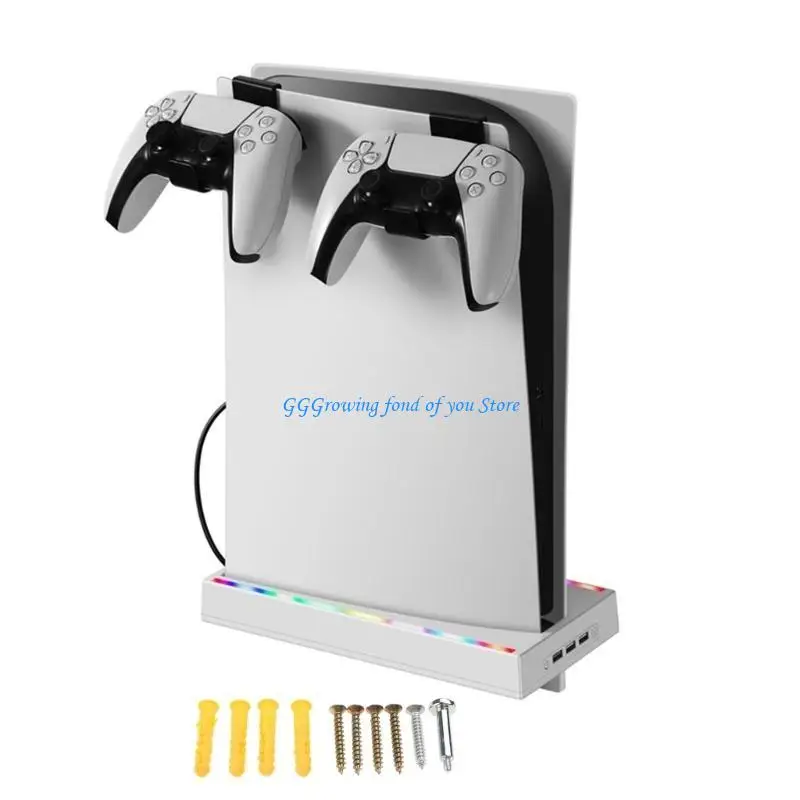 

H9EB Upgraded Wall Mount Organize Gaming Setups with Disc Drive & LED Light Stand