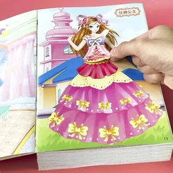 3/6book Princess Dress Up Sticker Book s Dress Up Change Beautiful girl Cartoon Children Puzzle make handmade sticker Book