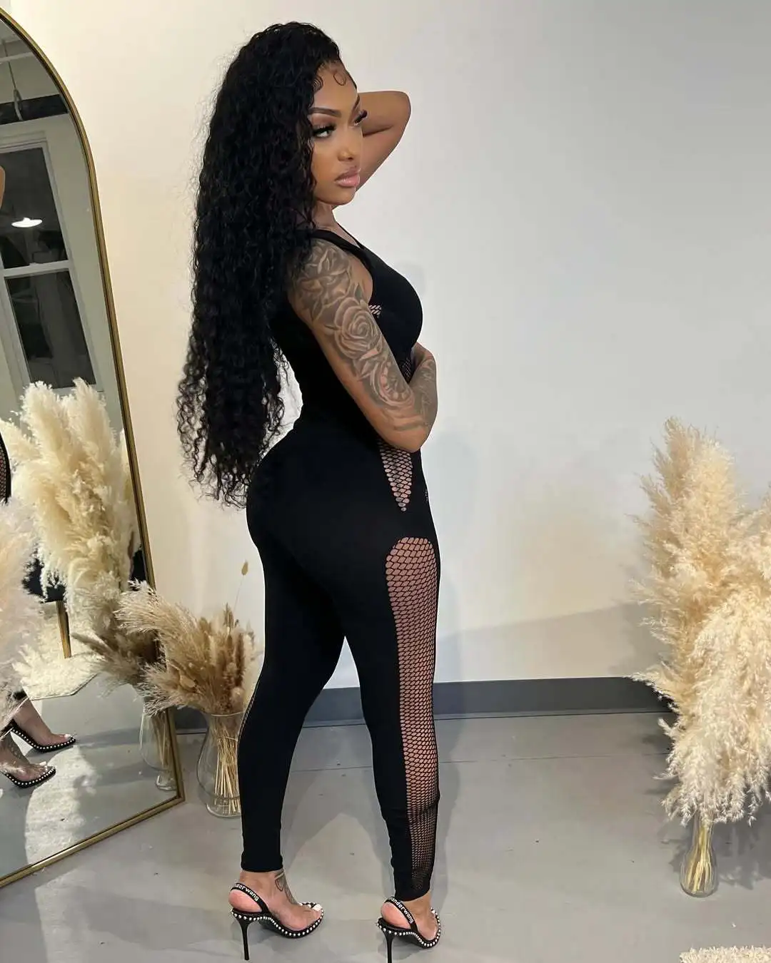 Sister Star Donna Costume intero Moda Scheletro erotico Lingerie Sexy Appeso al collo Maglia Backless Costume da bagno Nightclub Costume intero