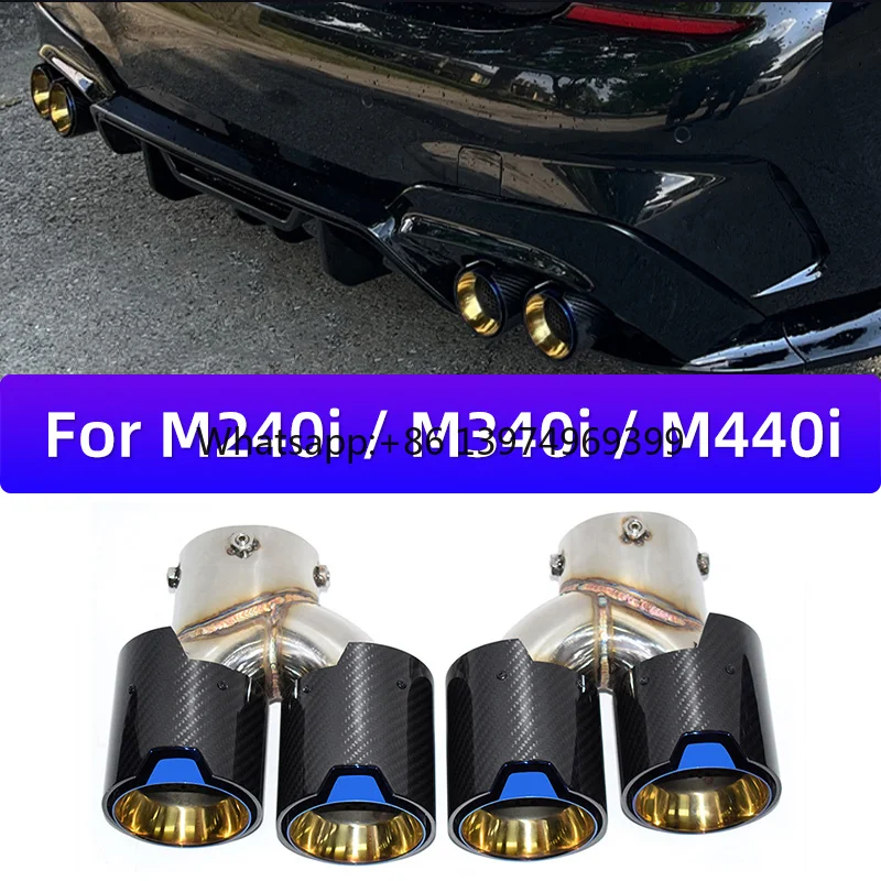 DEX Exhaust Tip for M240i/M340i/M440i G20/G21/G23/G42 Performance Styles Quad Carbon Fiber Exhaust Muffler Tips Nozzle Tailpipe