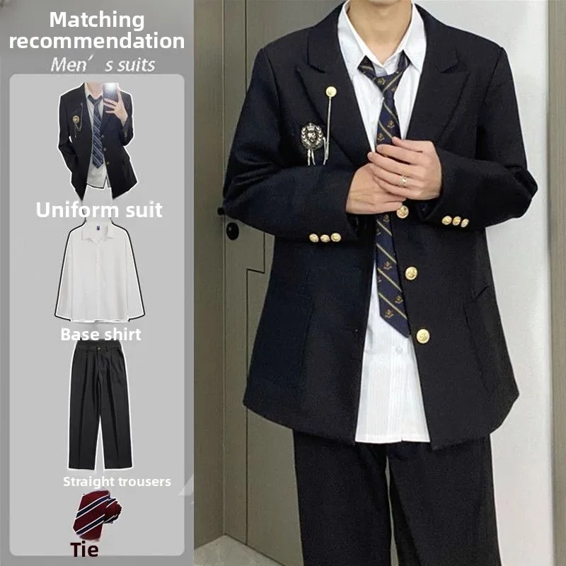 

Новый комплект: Костюм-униформа для выпускников (мужской и женский), школьная форма, высококачественный западный стиль, рубашка и брюки.