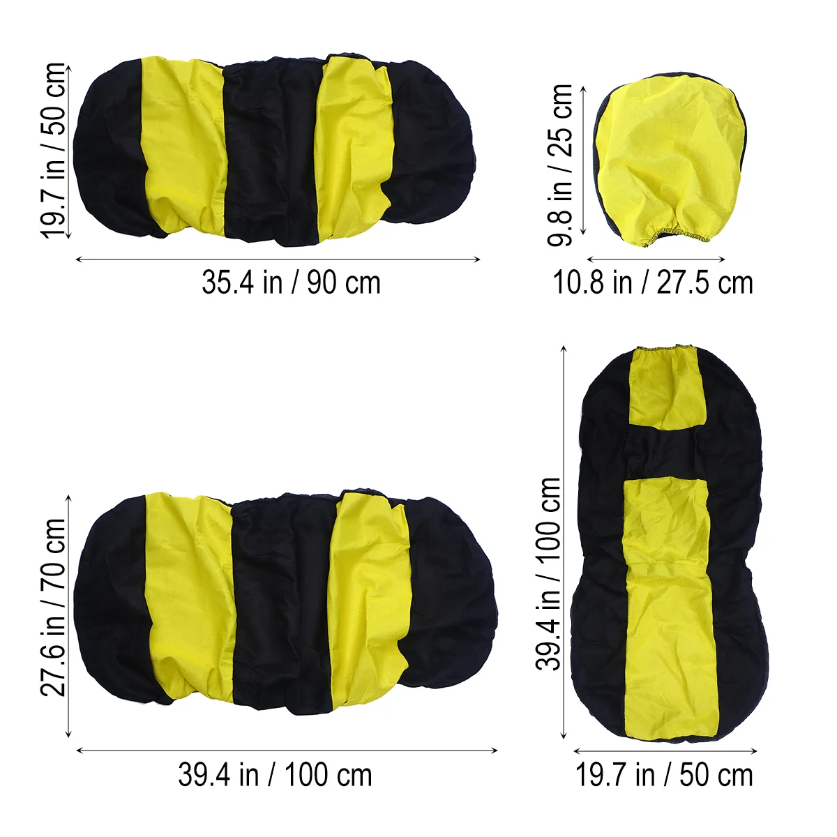 9 Pcs Full Set Car Seat Covers with Detachable Headrests Universal Fit Interior Split Bench Covers (Yellow)