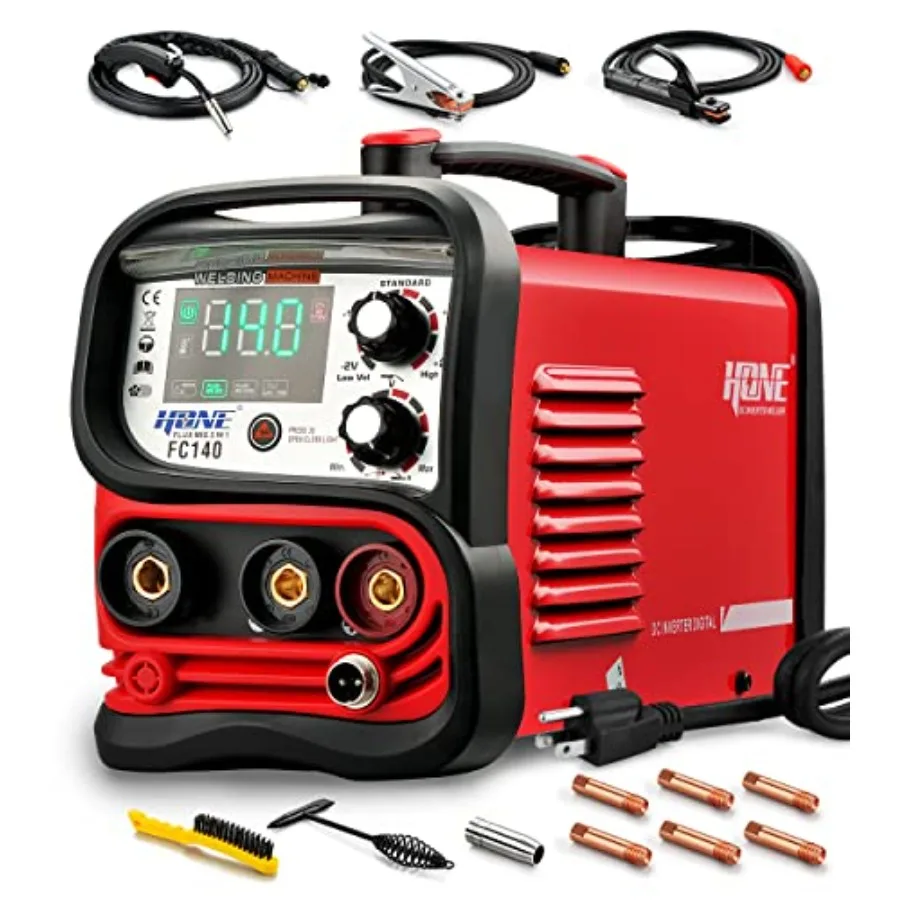 

Сварочный аппарат MIG 110В, реальный ток 140А, для сварки флюсовой проволокой/дуговой сварки/сварки Lift TIG, 3-в-1, синергетический, инверторный, Smart IGBT L