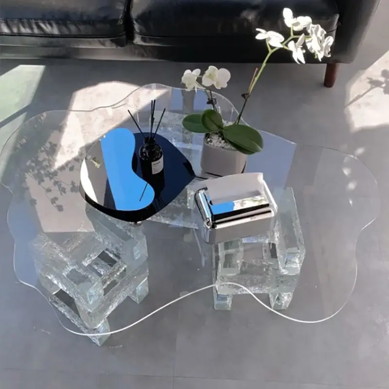 Transparent Space Saving Coffee Table Coffee Table Plastic Acrylic Side Table Aesthetic Kaffee Tische Chinese Style Furniture