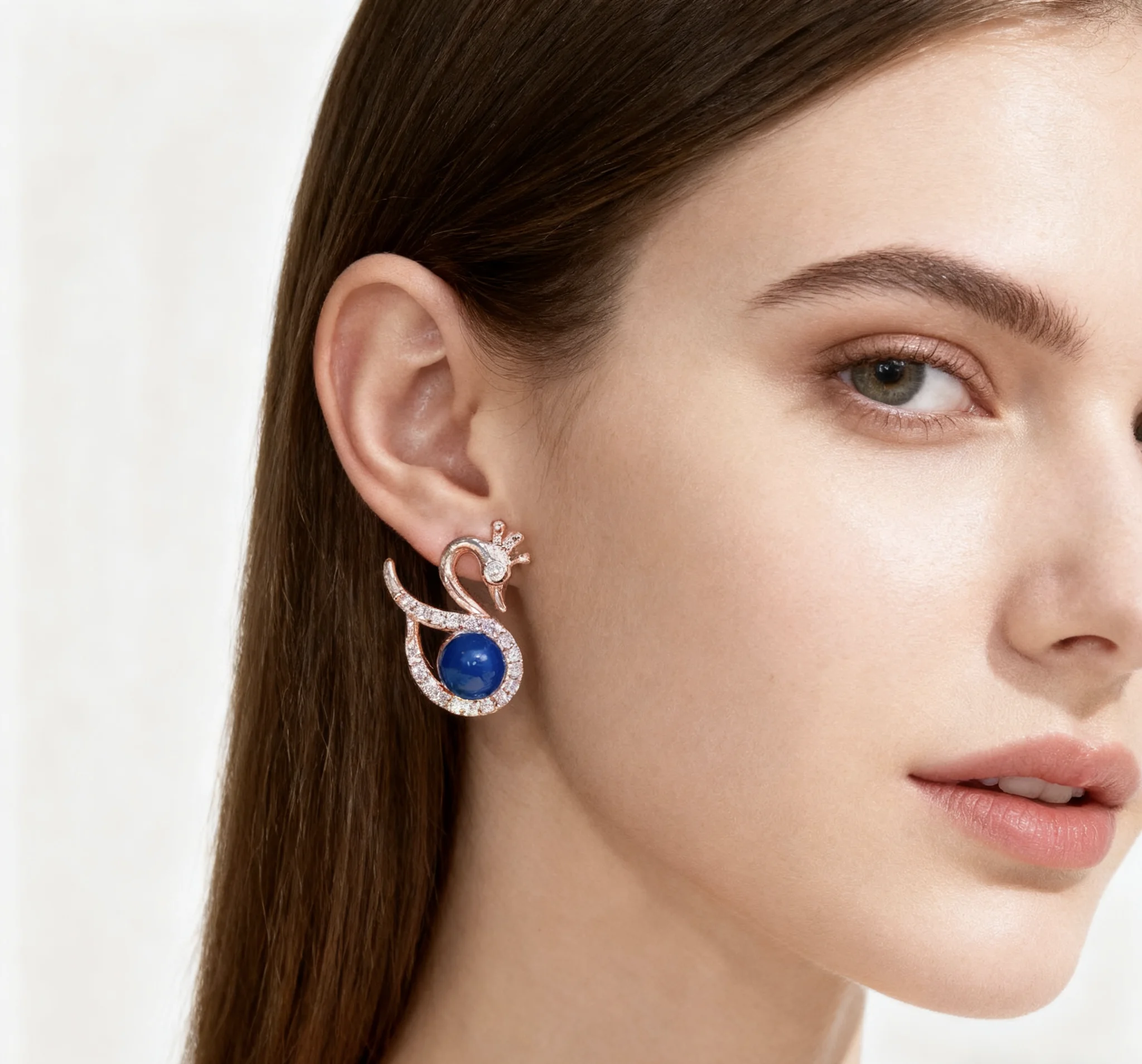 أقراط بجعة رومانسية من الفضة الإسترليني عيار 925 مع كهرمان أزرق 4 ملم هدية لعيد الحب مجوهرات حب للنساء