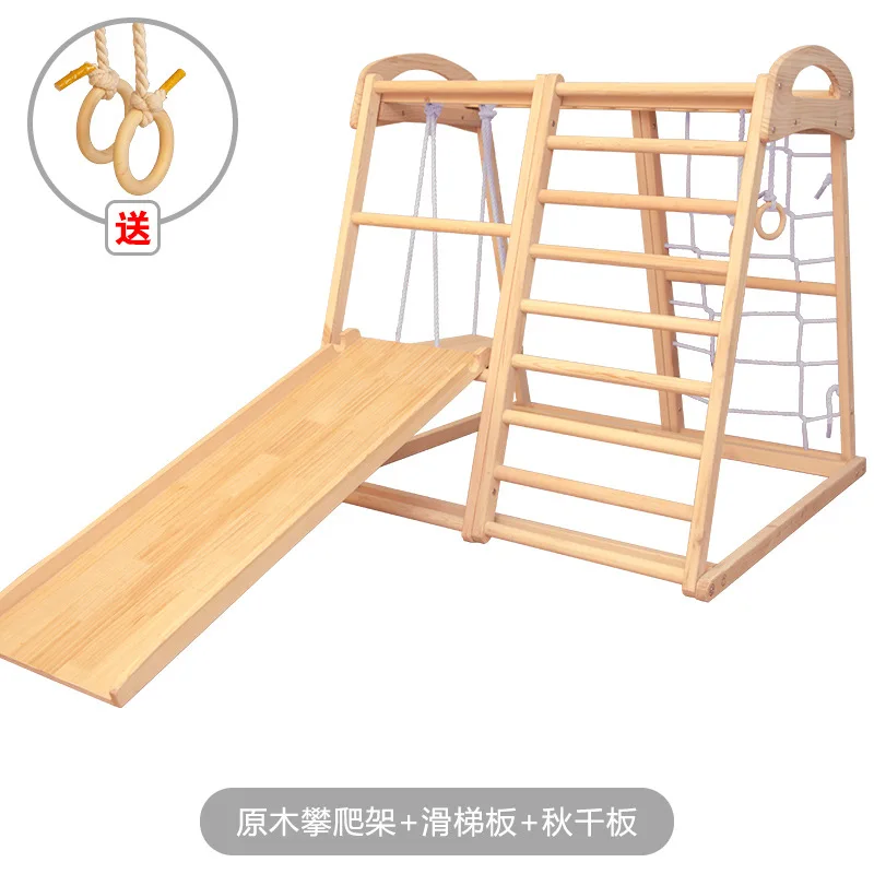 Wooden Rainbow Climbing Frame Indoor Playground Indoors for  Activity Climber Ladder Swing Slide Play Structure Set