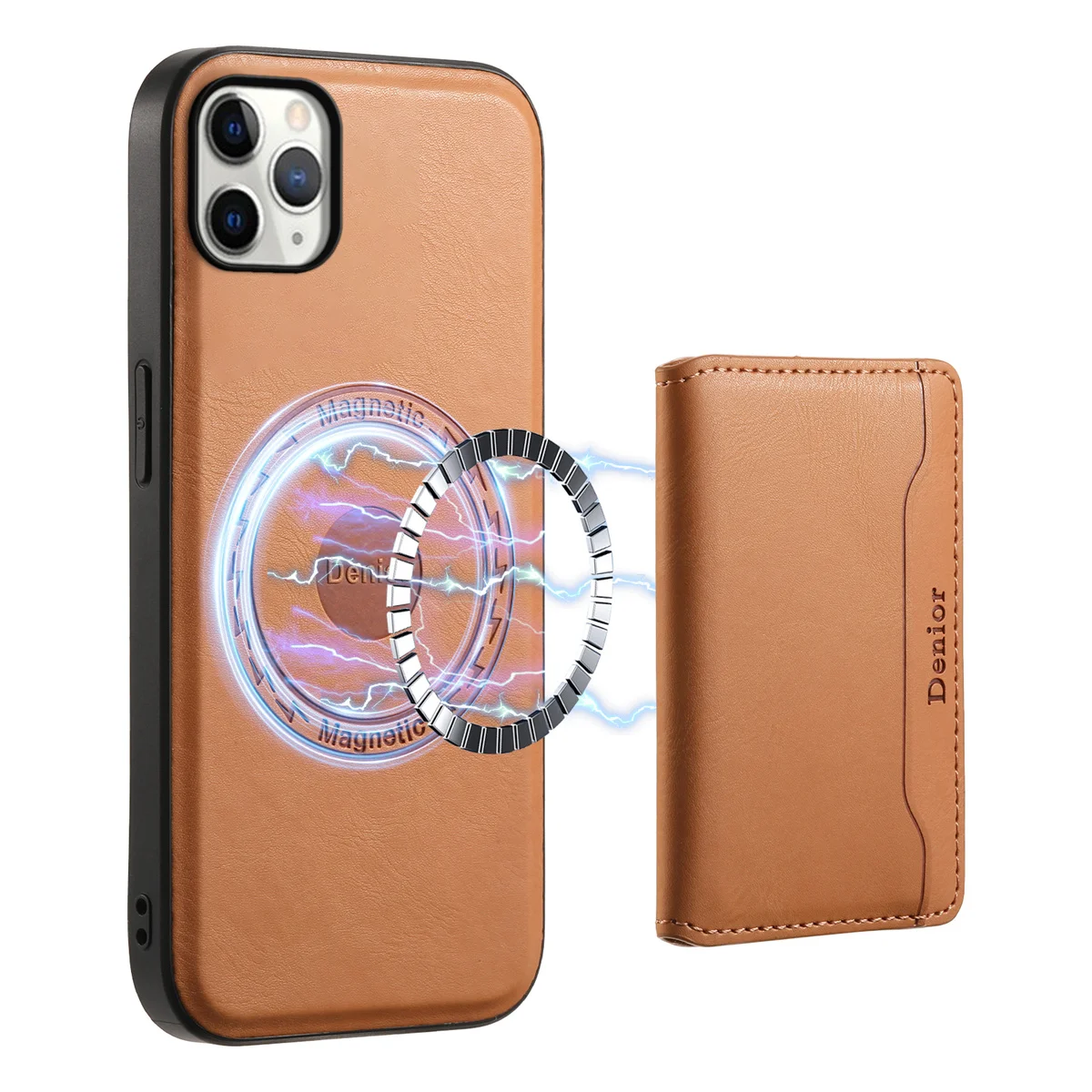 Denior 2 in 1 Detachable Magnetic Card Bag Leather Case for iPhone 11 Pro Max 11 Pro 11 SE 3 7G 8G XS XR XS Max Slim Wallet Case