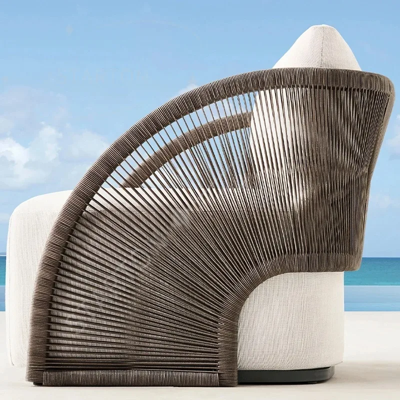 Outdoor PE Wicker Furniture Rope Woven Sofa Waterproof Aluminum Frame Rattan Wicker Hotel Patio Garden Set
