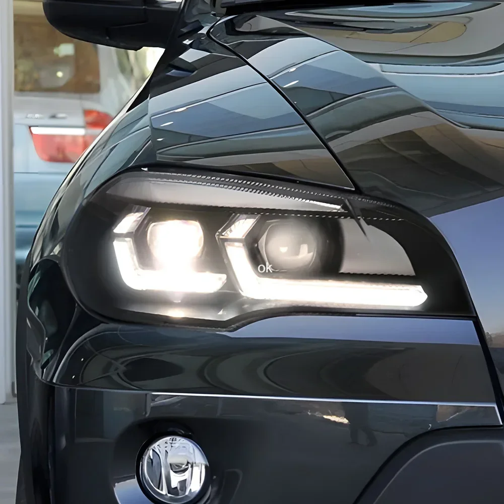 

Для BMW X5 E70 30i 35i 40i 2007-2013 светодиодные передние фонари автомобиля в сборе, обновленный двойной L DRL, объектив проектора, аксессуары для инструментов