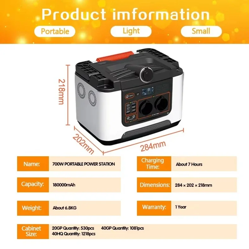 Solarfirst Camping 500W 700W 1000W Generator Portable Power Station Solar Generator