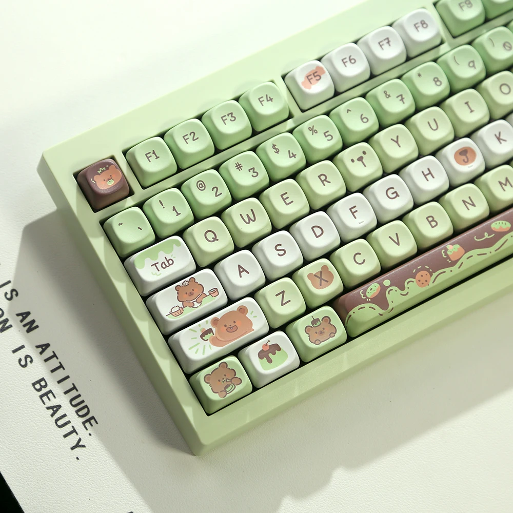 MOAPBT-Capuchons de clavier ronds personnalisés à sublimation thermique, jolis capuchons de clavier, compatibles avec le commutateur MX, dessert, vert, Hi75, 132 touches