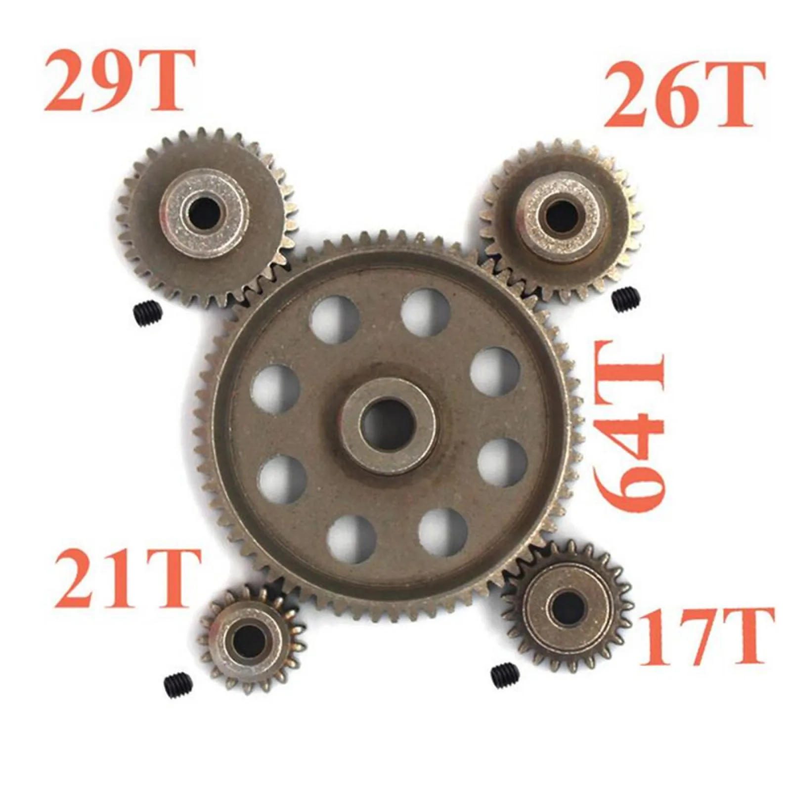 

M0.6 5mm 64T and M0.6 3.175mm 17T 21T 26T 29T Steel Metal Motor gear for Hsp 94123 94111 94107 94170 RC Model Car Parts