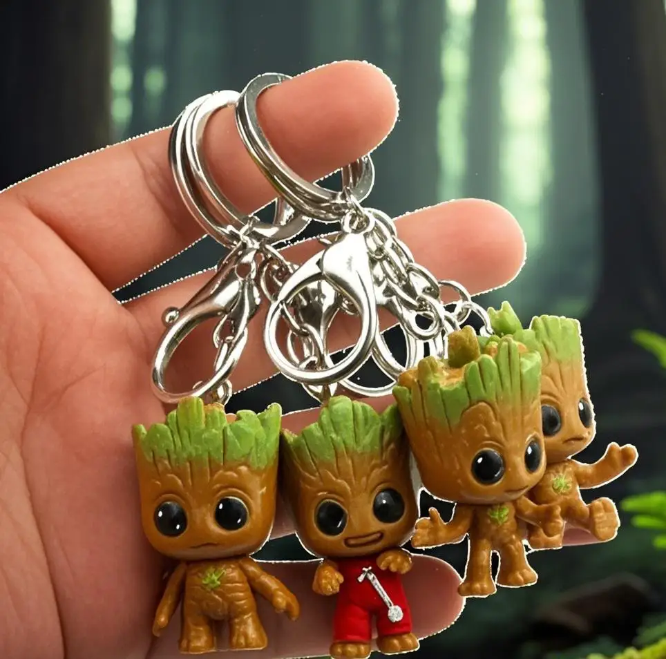 4 قطعة/المجموعة حراس المجرة غروت شجرة الطفل رجل المفاتيح نموذج الشكل اللعب حوالي 3 سنتيمتر حلقة تسلق قلادة #1